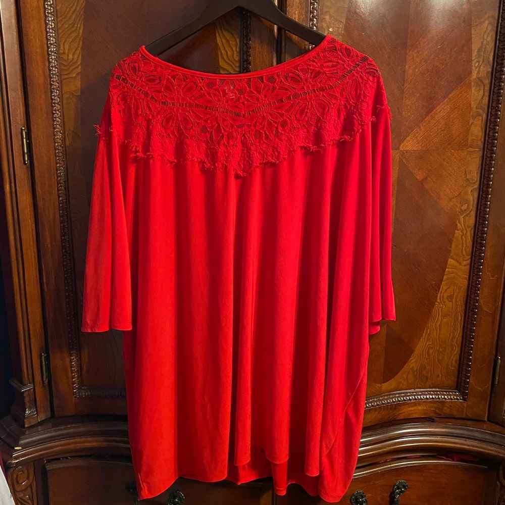 Red lace top blouse